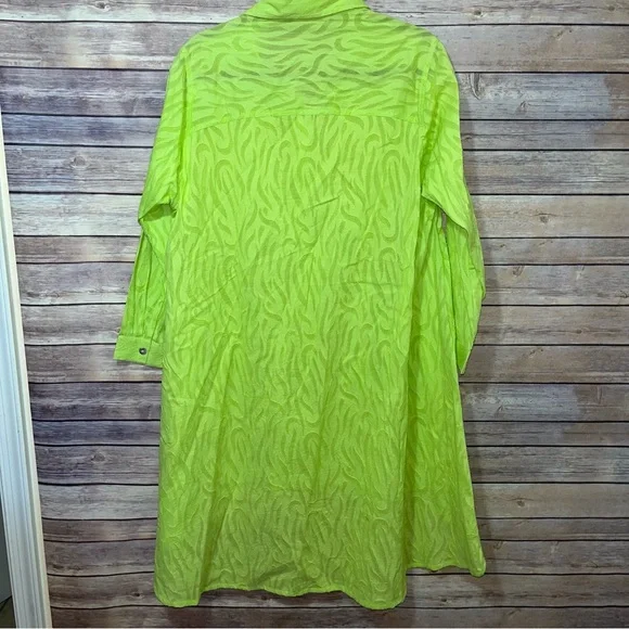 Dilemma by Dhun Shroff Vintage Green Button Up High Low Tunic Dress Size L F2 - Picture 5 of 6